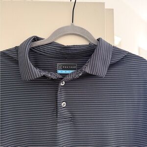 Men’s PGA TOUR Striped Golf Polo - Navy & White